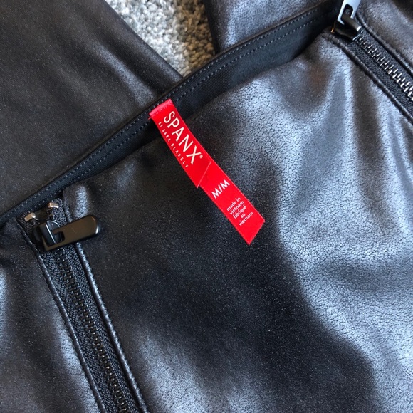 Spanx Double Zip Front Leather Leggings 